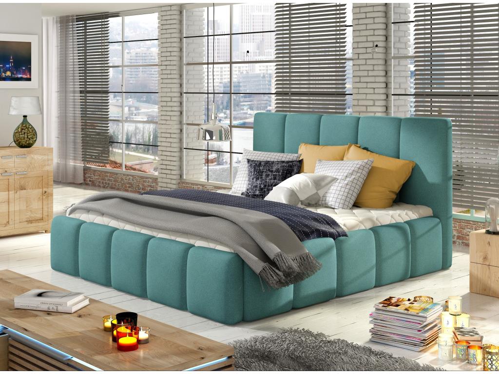 Modern upholstered bed in Luxameub fabric - Celadon Green - 160x200 FCUV40914