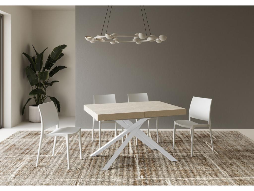 Table Extendable 80x120/204 cm Mobenze cachemire pieds blancs PSUV26777