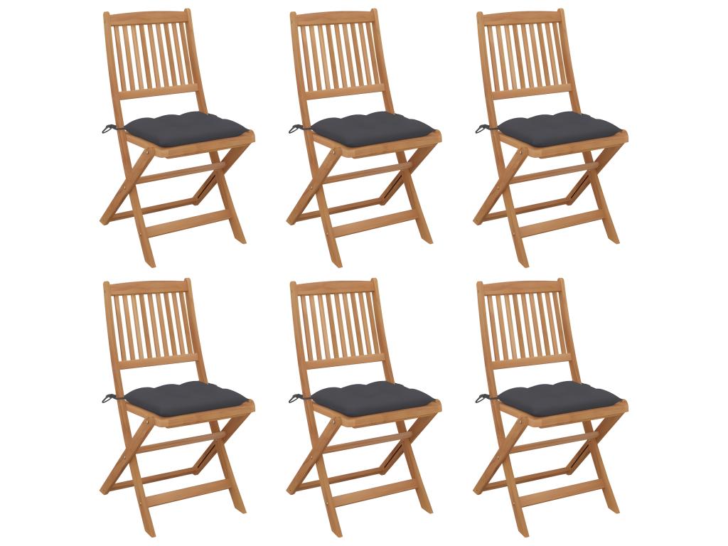 Chairs pliables of Garden Set of 6 with Cushions Bois d'Luxameub LHGT70538