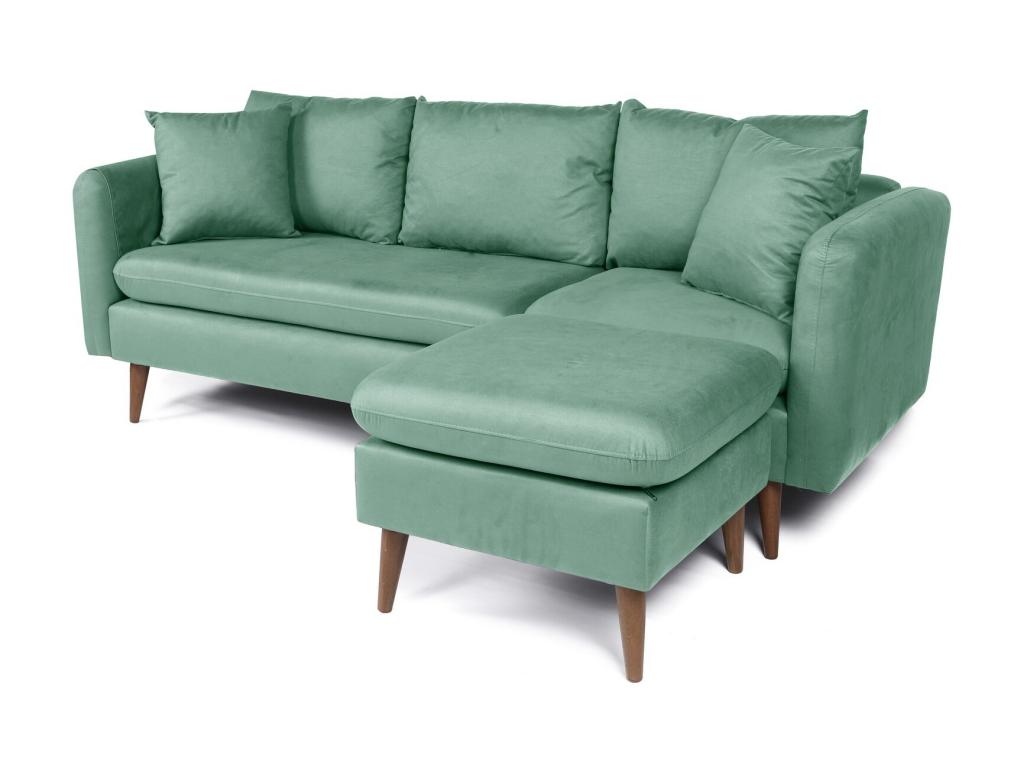 Rival 215cm Right-Hand Corner Sofa in Aqua Green Fabric with Natural Wood Legs EXPT16984