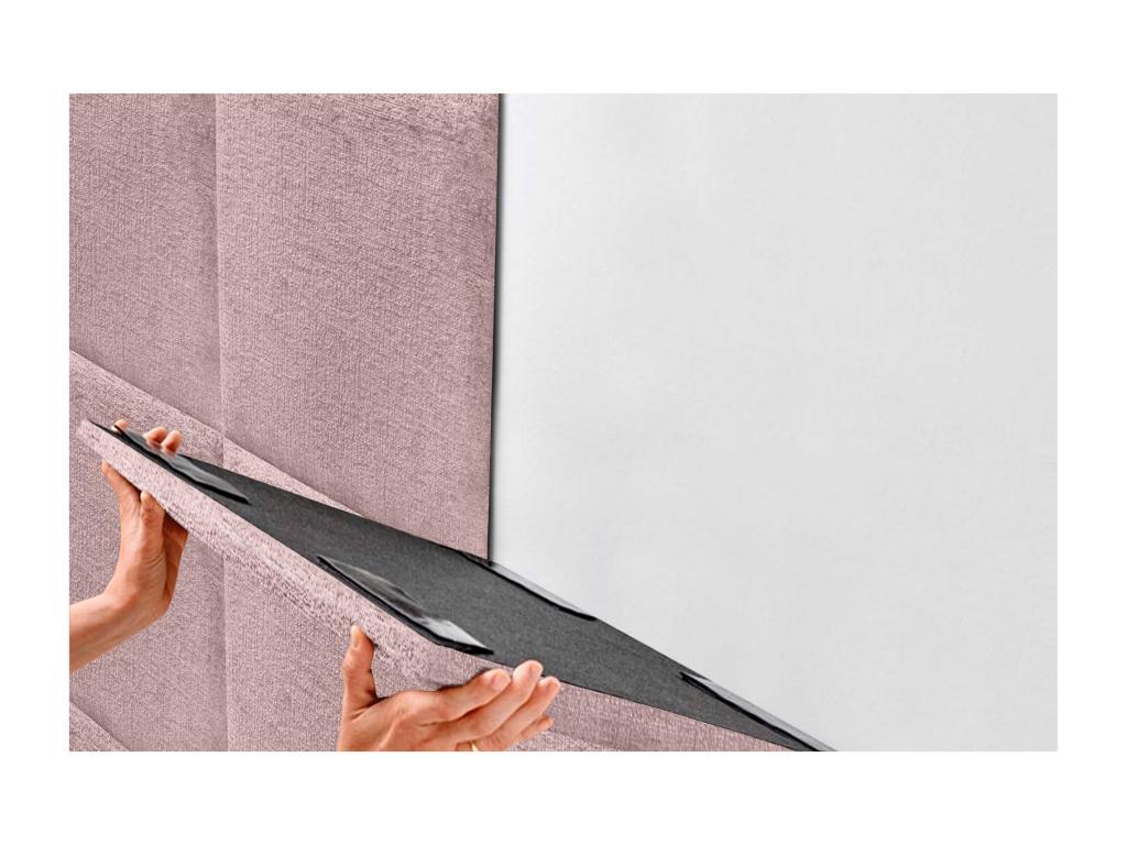 Luxameub Upholstered Headboard in Eco-Friendly Wool, Composed of Interchangeable Self-Adhesive Panels, Luxury Upholstered Bedroom, Salmon, 140 cm UDHD98966