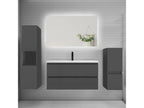 Vanity unit set W.100cm with 2 drawers, washbasin, column, and anthracite mirror JDII09195