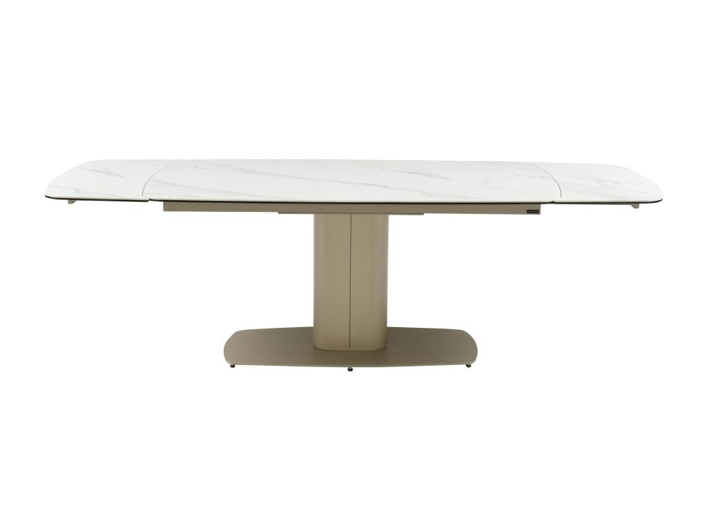 Dining Table Extendable 6 10 personnes in céramique and Metal - Effet marbre White and Mobenze MORABITO WRER00952
