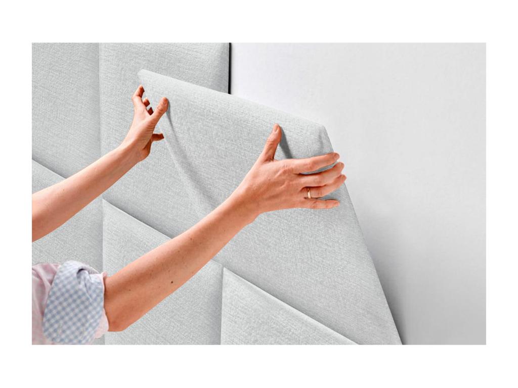 Mobenze Upholstered Headboard in Eco-Friendly Wool, Composed of Interchangeable Self-Adhesive Panels, Mobenze Upholstered Bedroom, White, 135 cm, KCWQ73491