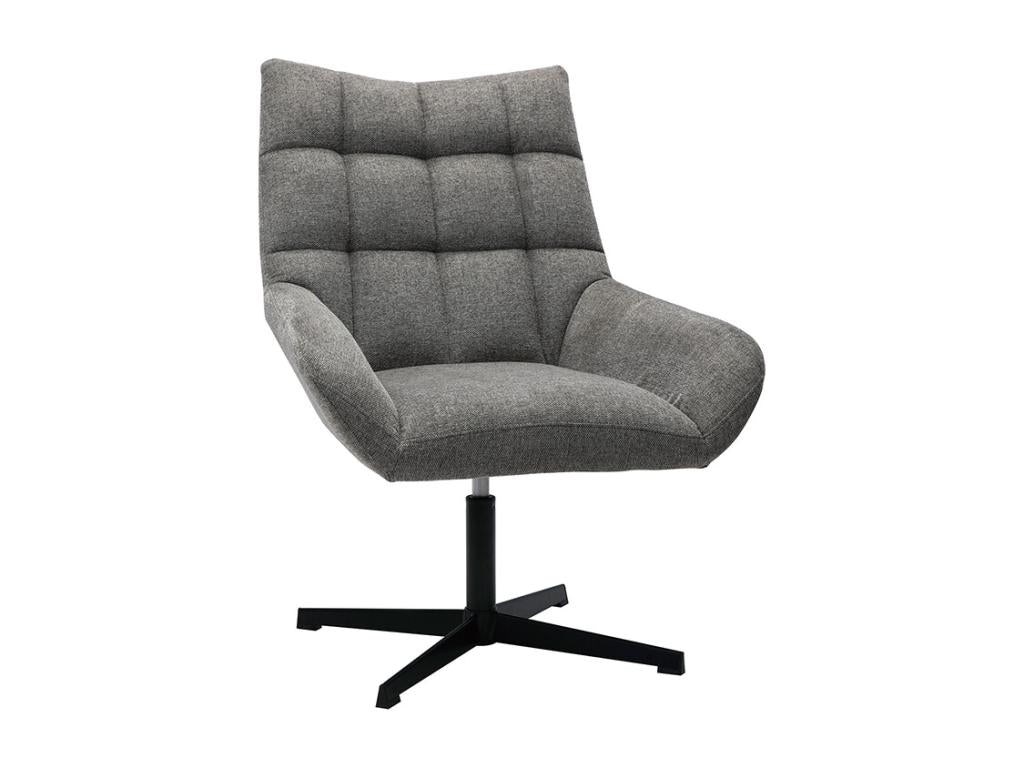 Armchair pivotant Design in Fabric effet Mobenze texuré Gray and Metal Black Mobenze YWCE20020