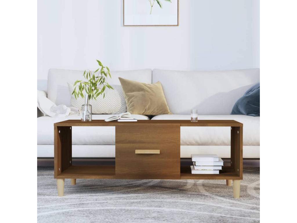 Coffee Table Oak Brown 102x50x40 cm bois d'ingénierie TYIM01768