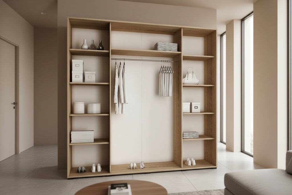 Mobenze 108 White Wardrobe 200x200x62cm Sliding Wardrobe Doors KOWZ53573