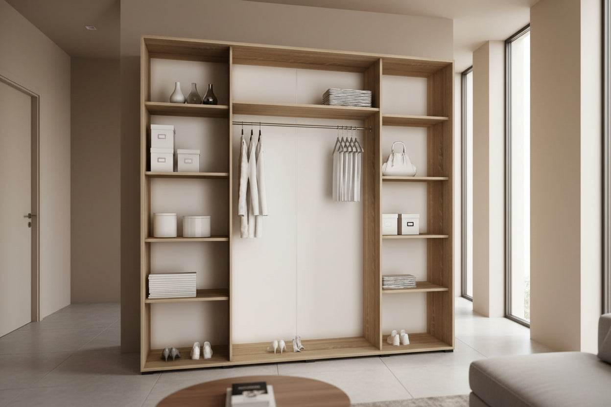 Mobenze 108 White Wardrobe 200x200x62cm Sliding Wardrobe Doors KOWZ53573