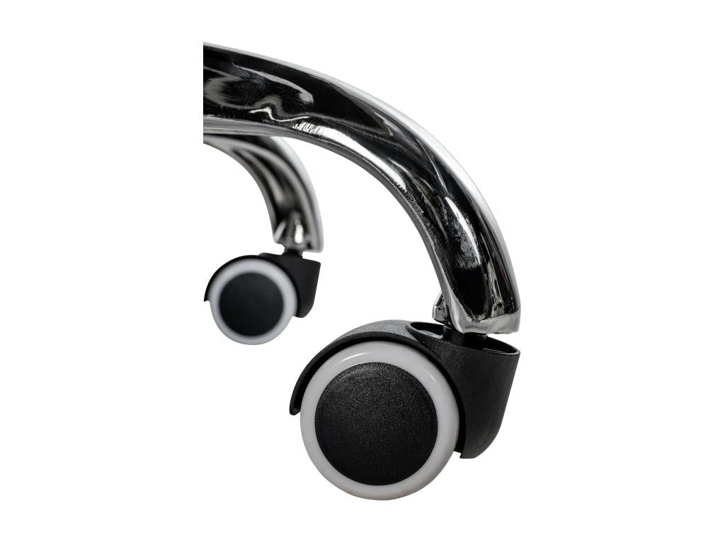 Office chair - Faux leather / Chrome metal - Black - Luxameub YUOC47699