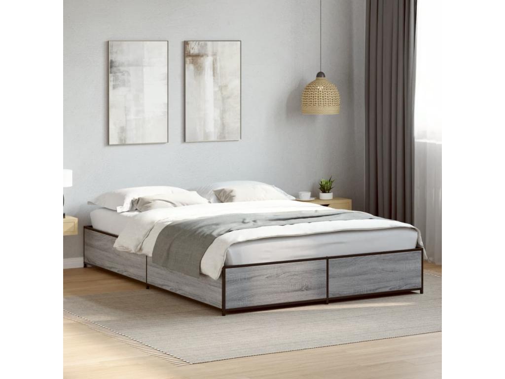 Bed frame Luxameub Gray 120x200 bois d'ingénierie and Metal ZHVX07549