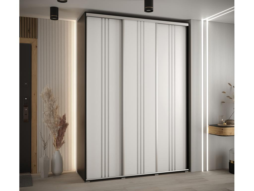 WARDROBE Luxameub 6 DOORS COULISSANTES 235.2/170/45 3 Doors Black/White/Argent GYGY12261