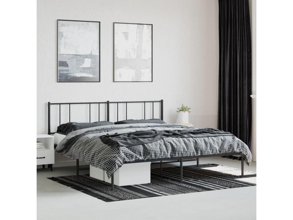Bed frame Metal with Headboard Black 183x213 cm JEQD07978