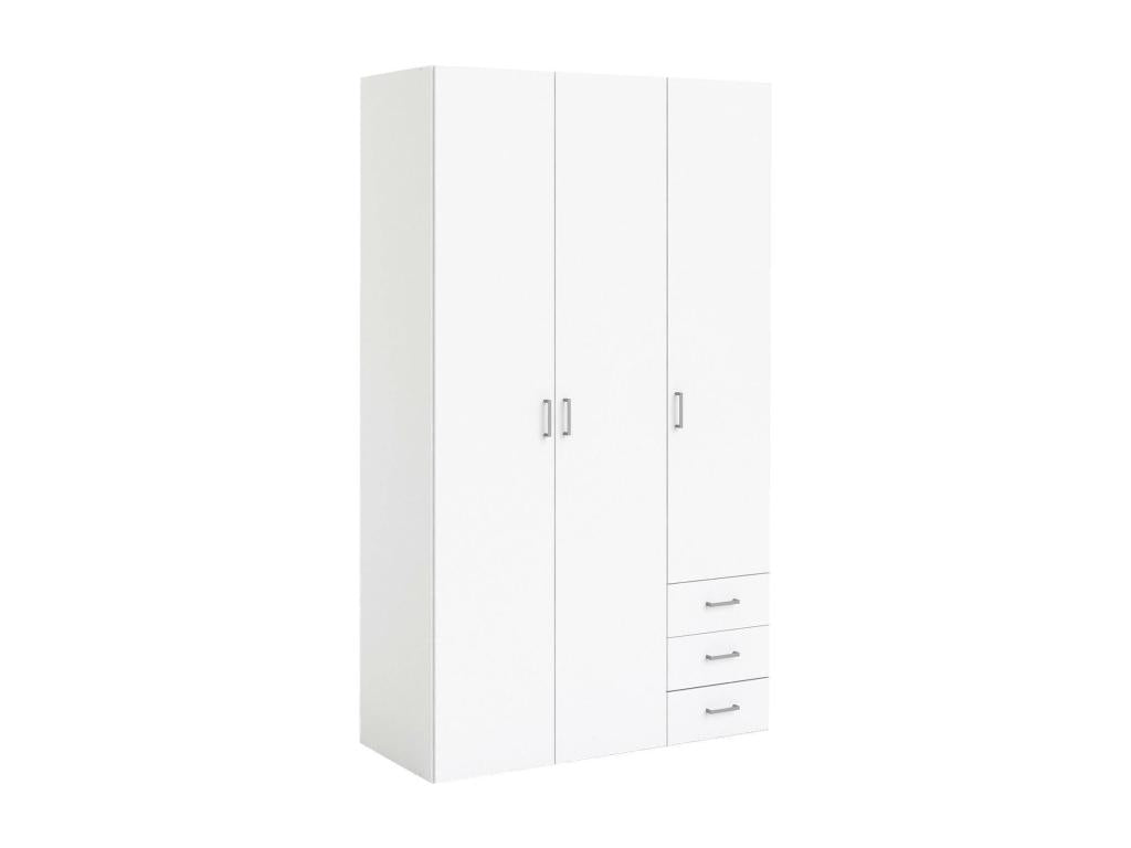 Wardrobe trois Doors and trois Drawers couleur blanche Dimensions 115x200x49 cm QQGU13641