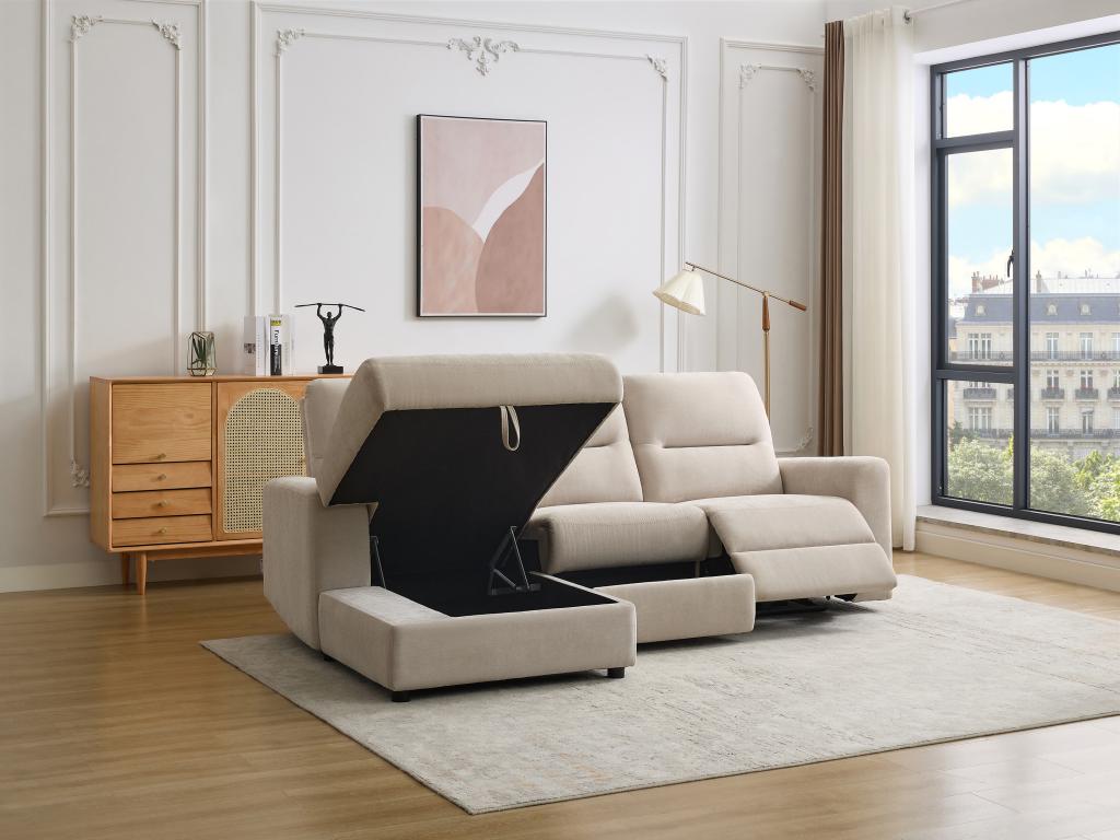 Sofa d'angle gauche Luxameub électrique with rangements in Fabric Beige PINPAI BHDJ79265