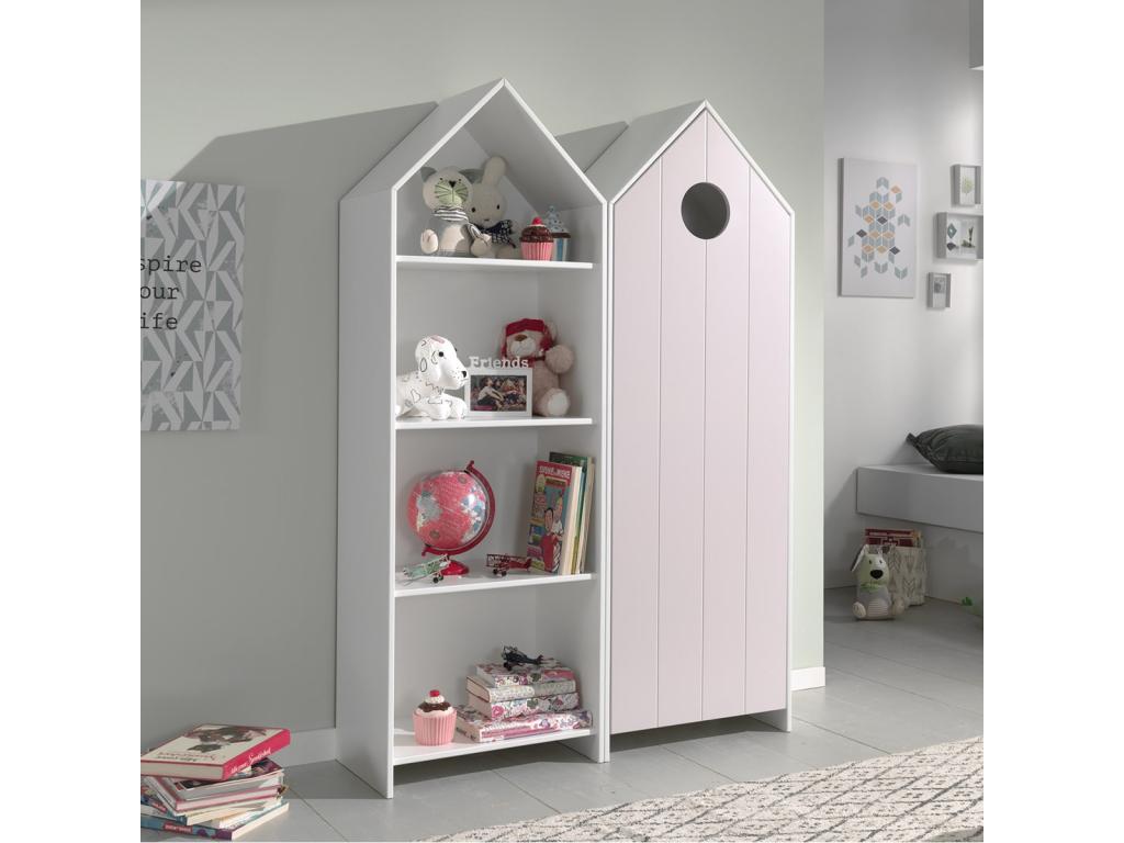 Cosymeub - Pack Bookcase Wardrobe 1 Door Pink MNXR98731