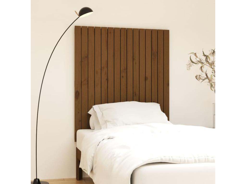 Wall-mounted headboard, honey brown, 95.5x3x110 cm, solid pine wood XBLA48723