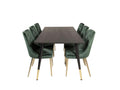 Dipp180x90BLBR Set Table Table Black and 6 Velvet Luxameub Chairs Velvet Green laiton Decor. JMUF35853