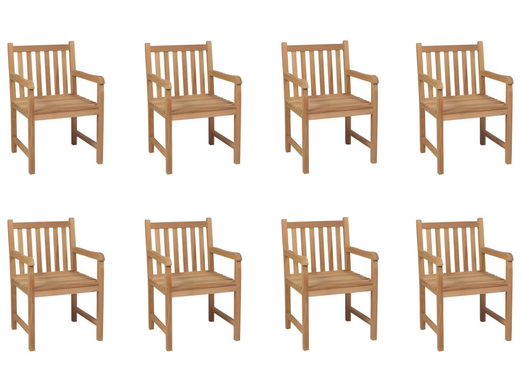 Chairs d'extérieur Set of 8 Bois of teck solide BNRW06247