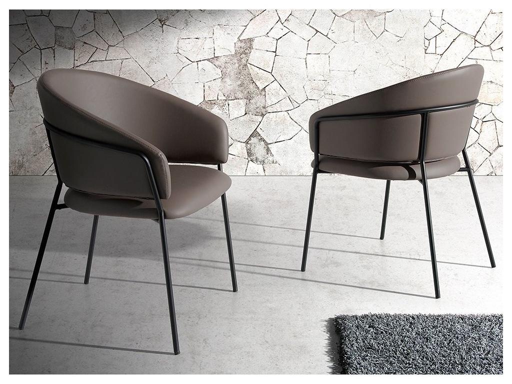 Chair Faux leather of vison and pieds Steel Black Mobenze - Set of 2-Couleur Mobenze 67 TJDD87937