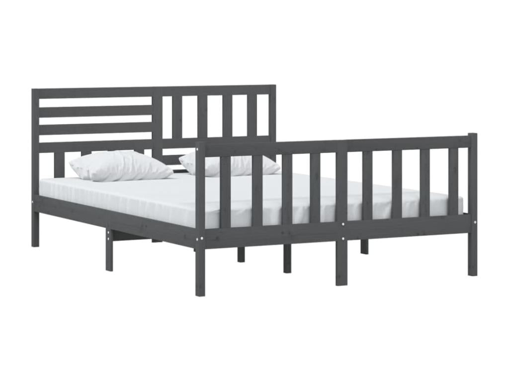 Bed frame Gray Bois Solid 150x200 cm Très grand ZFQL94272