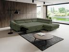 Sofa d'angle droit Sofa-bed in Fabric texturé Green Luxameub QMIT31047