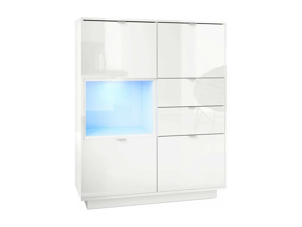 Sideboard Intégralement Laqué White hxlxp 123x103x38 LED UPKA17240