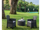 Set Living room d'extérieur Luxameub Living room of Garden composé of 2 fauteuils and 1 Table conteneur Living room effet rotin Made in Italy Anthracite QSSF66238