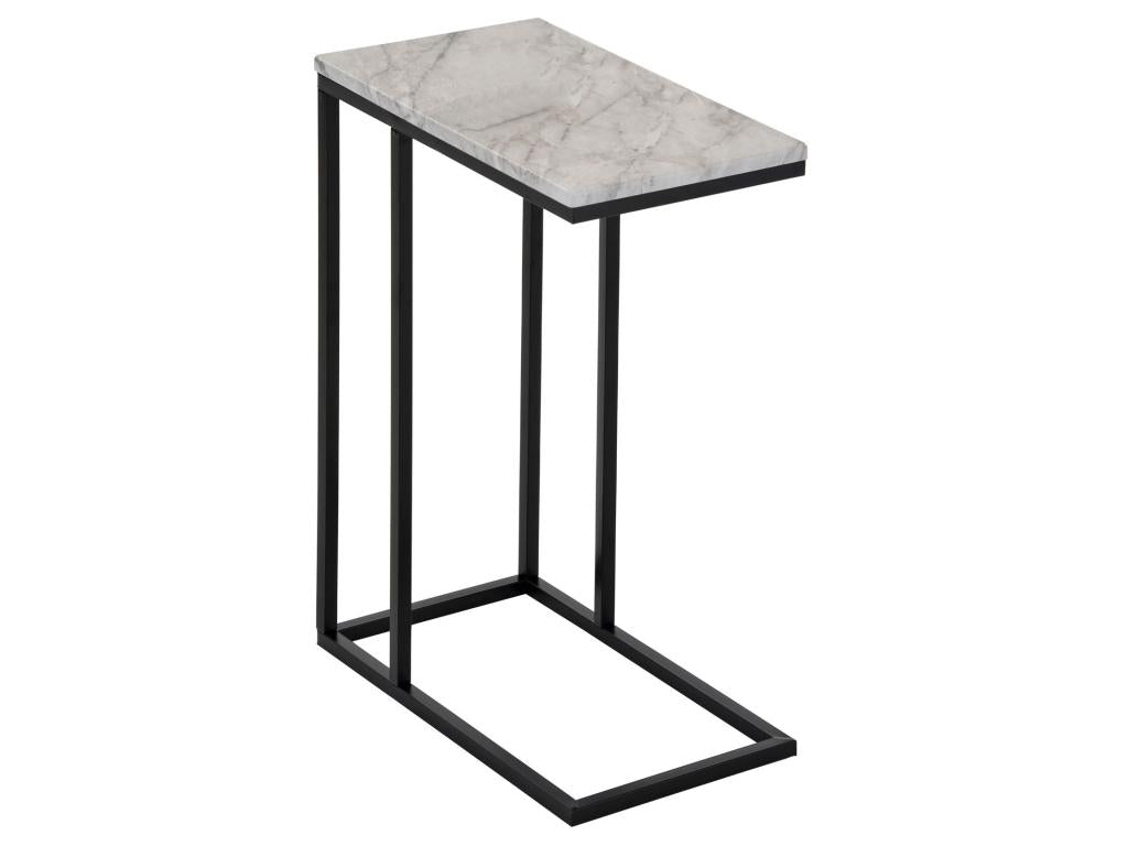 Bout of Sofa Mobenze Table d'appoint Table café Coffee Table of Living room Frame in Metal Black and plateau in Mobenze Decor marbre White DSVR06290