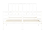 Bed frame without Mattress White 140x190 cm bois of Pine Solid QIBP89859