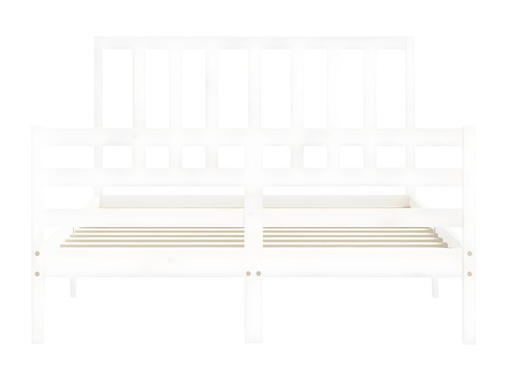 Bed frame without Mattress White 140x190 cm bois of Pine Solid QIBP89859