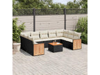 10-piece garden furniture set with cushions, black woven resin MSSK39811