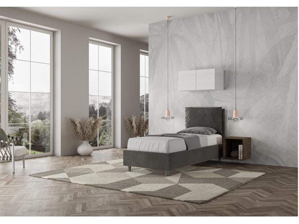 Bed adulte Modern with Cushions rembourrés Microfiber Luxameub-Couleur Gray Dark-80x190-Option With Storage LLZZ32669