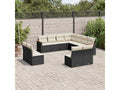 11-piece garden furniture set with cushions, black resin wicker RFGH00927