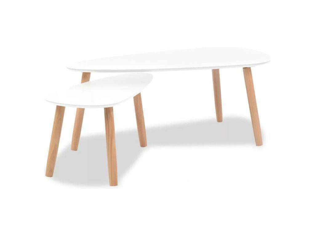 Coffee Table triangulaire bois White and pieds Pine Solid Light Luxameub - Set of 2 PVBG33410