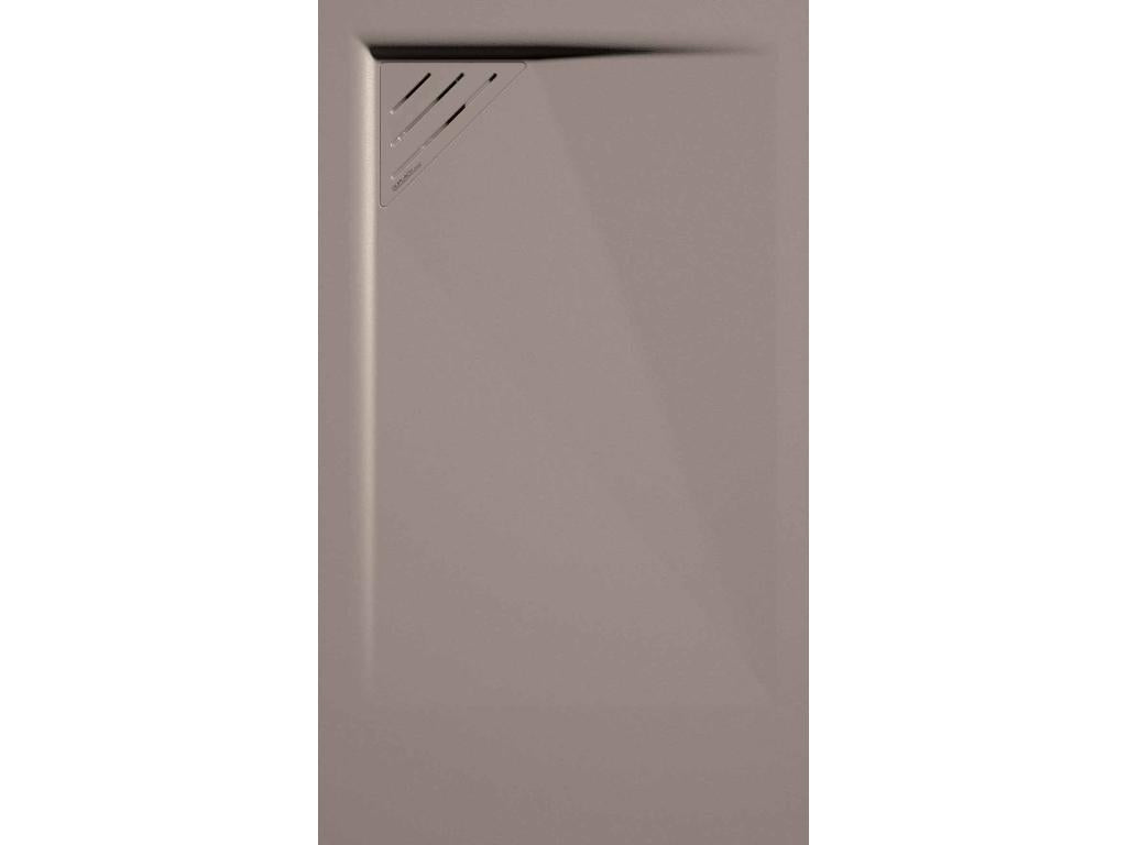 Sand-colored shower tray with smooth Mobenze finish and colored grate - 80x70 cm OPBY89875