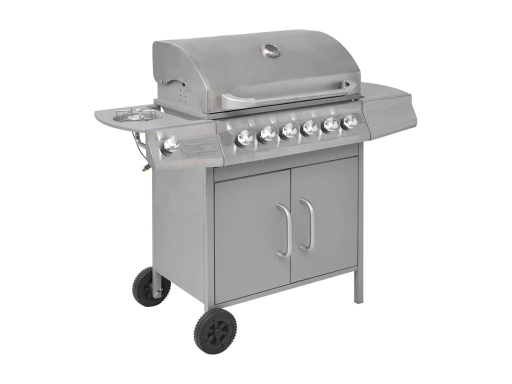Gas barbecue with 6 cooking zones, silver, HFIE88607