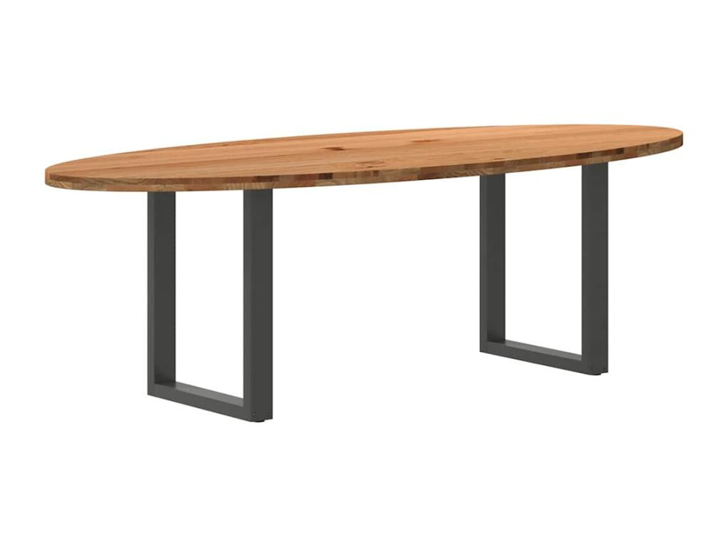Dining Table Brown Light bois of Oak Solid ovale NSUN82060
