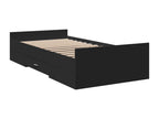 Bed frame with Drawers Black 75x190 bois d'ingénierie EMDZ02096