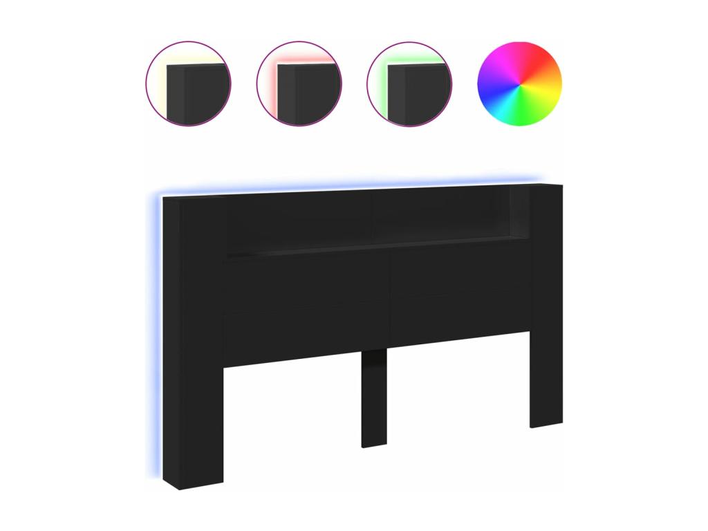 Wardrobe Headboard with LED Black 180x16.5x103.5 cm RHTJ23754