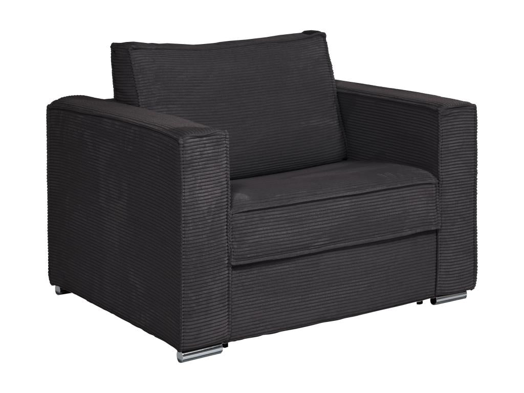 Armchair Sofa-bed PINPAI in Velvet côtelé anthracite - Couchage 70 cm - Mattress 14 cm - Luxameub BFCF82349