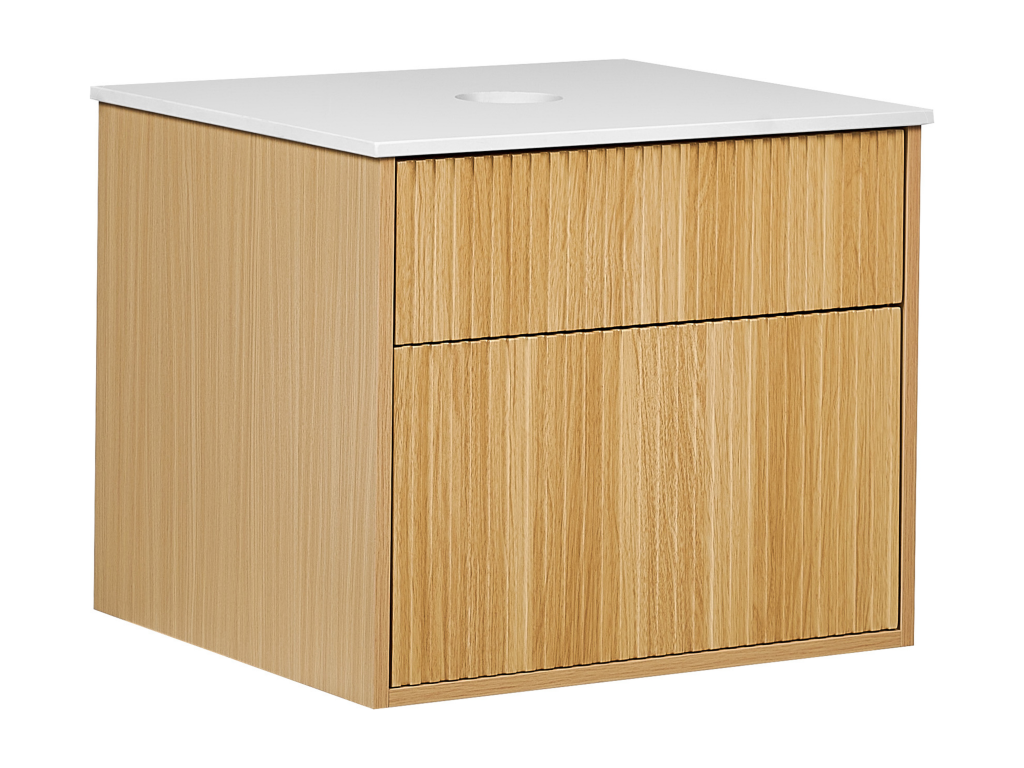 Mobenze wall-mounted washbasin unit, 60 cm x 52 cm x 50 cm, light brown, GRHH02295