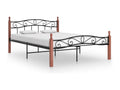 Black metal and oak wood bed frame without mattress, 140x200 cm, FSDO41418