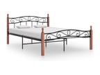 Black metal and oak wood bed frame without mattress, 140x200 cm, FSDO41418