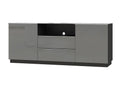Sideboard 180cm 2 Doors and 2 Drawers PINPAI Luxameub- Coloris Black and Gray brillant- LED incluses NRCT53852