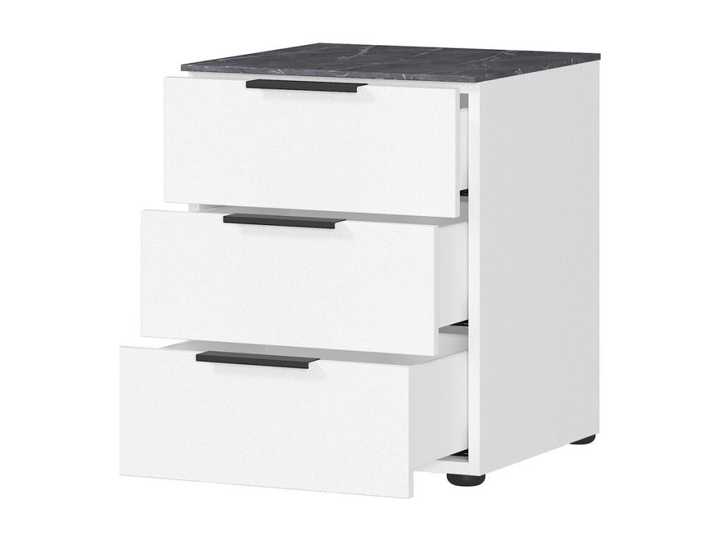 Table of chevet Design trois Drawers blanche and aspect marbre MARBLE OTCT91118