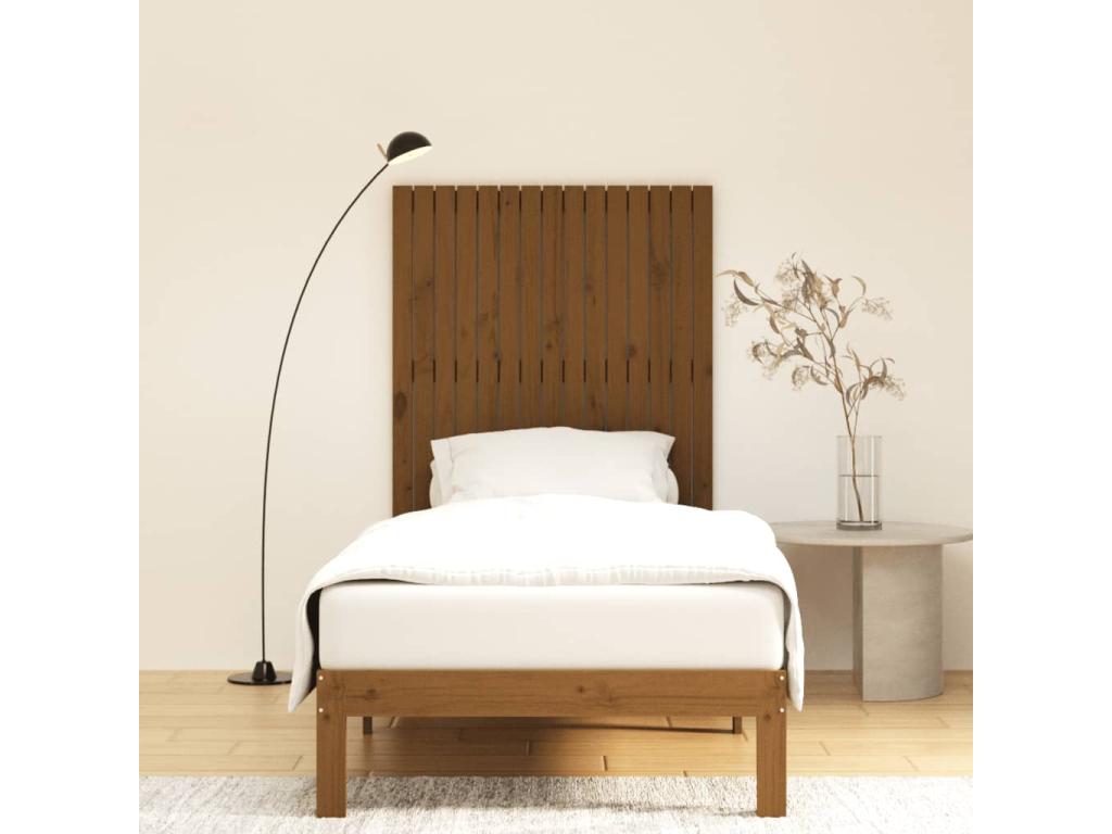 Wall-mounted headboard, honey brown, 95.5x3x110 cm, solid pine wood XBLA48723