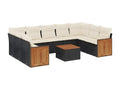 10-piece garden furniture set with cushions, black woven resin MSSK39811