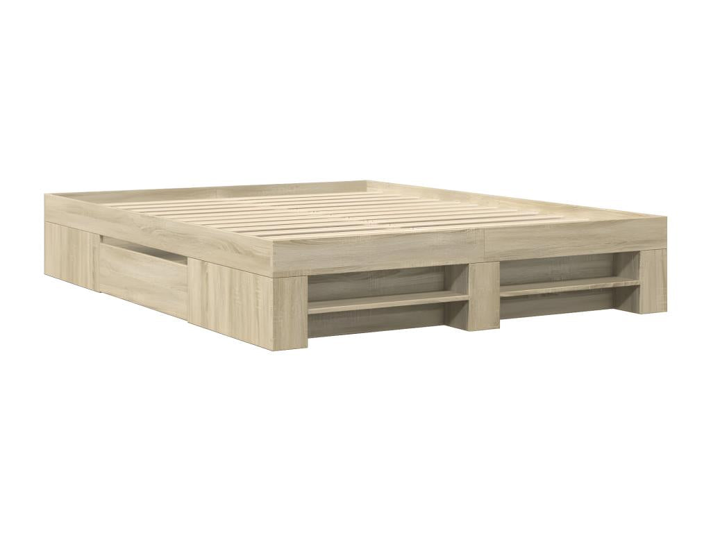 Bed frame Oak Luxameub 150x200 cm bois d'ingénierie YNEC38889
