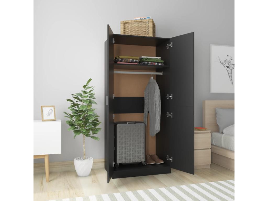 Black Wardrobe 80x52x180 cm Engineered Wood UEDW44618