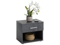 Table of chevet Mobenze Table of nuit casier with 1 Drawer and 1 niche in mélaminé Decor béton Dark QYGZ08522